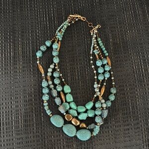 Turquoise and Gold Beaded Necklace
